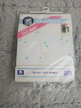Vintage Gerber Bassinet Knit Sheet 16 x 32 Pastel Polkadots 100% Cotton USA